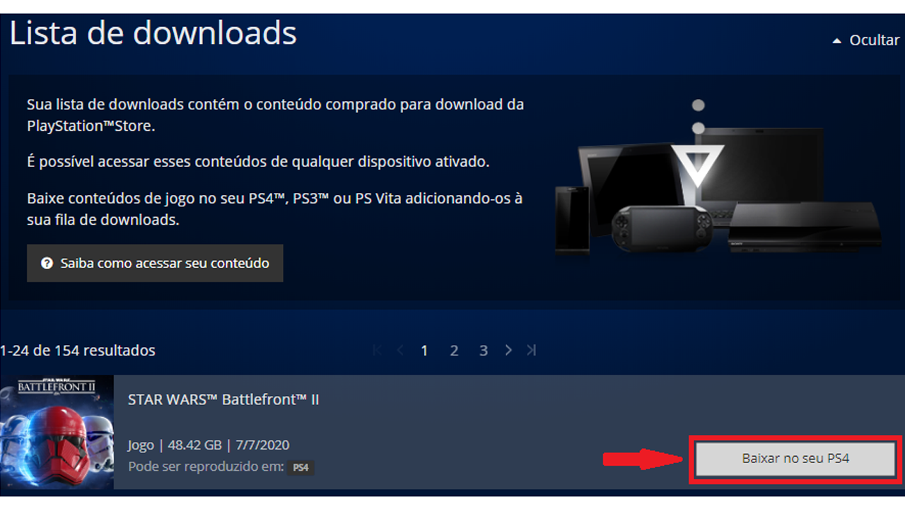 Como jogar jogos baixados da PlayStation®Store