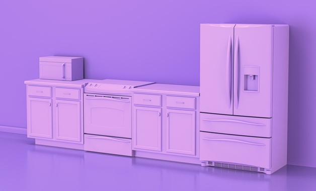 É muito importante ter ideia do espaço disponível na cozinha e reservar uma área confortável para a geladeira. (Imagem: Reprodução/Shutterstock)