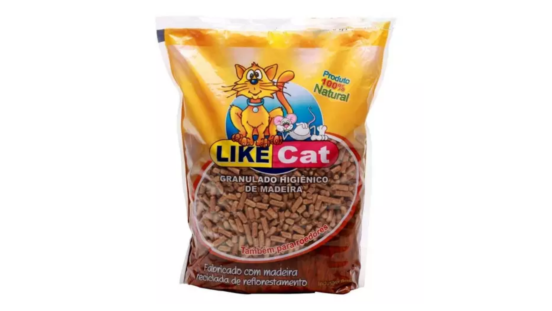 A areia para gato Like Cat é de madeira pinus de reflorestamento (Imagem: Divulgação;Like Cat)