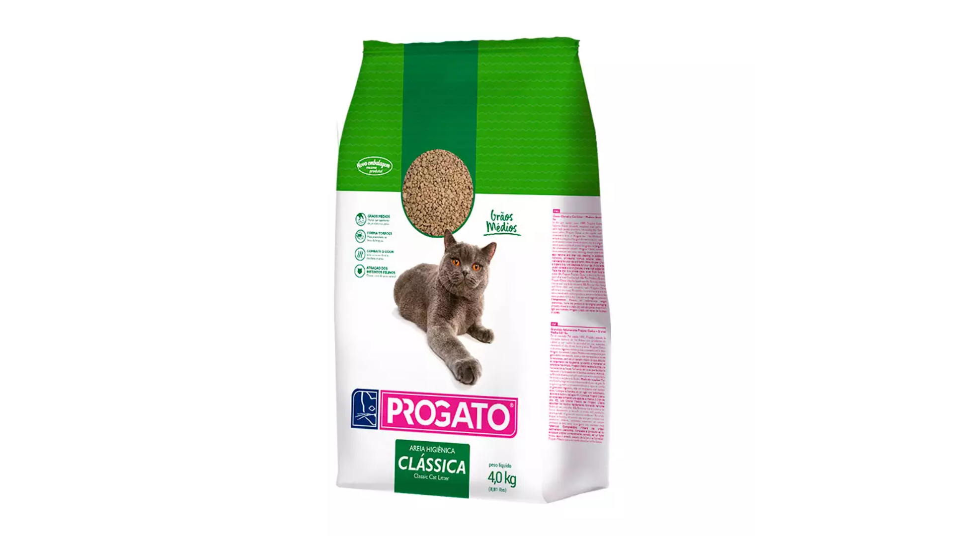 A areia para gato ProGato Clássica evita o mau cheiro da urina e das fezes (Imagem: Divulgação/ProGato)