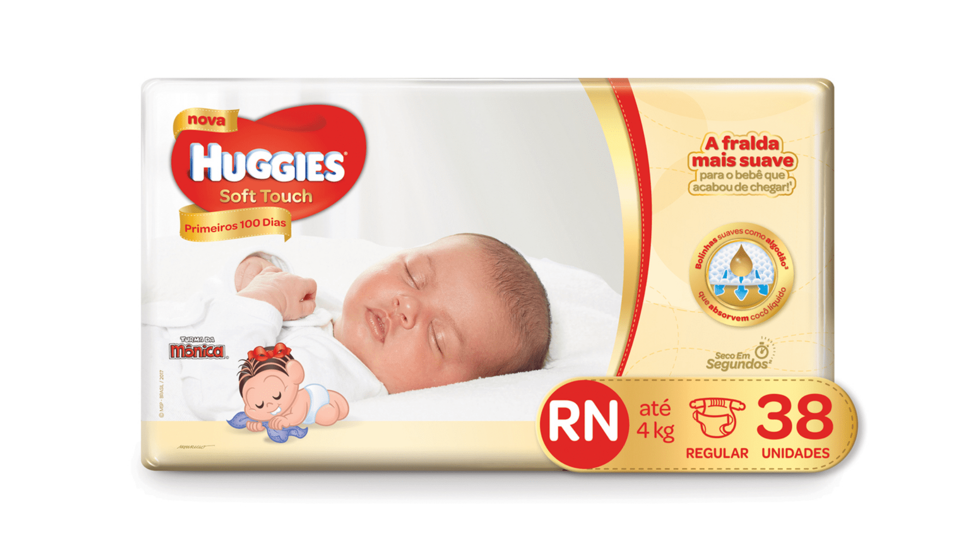 A fralda para recém-nascido Huggies Soft Touch proporciona proteção máxima ao bebê (Imagem: Reprodução/Huggies)