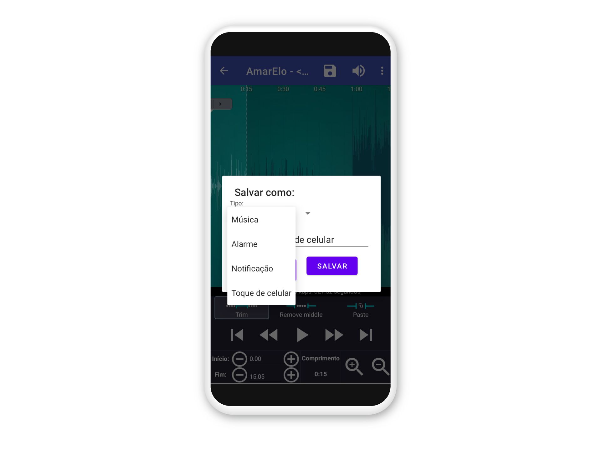 Você pode salvar o arquivo como toque para celular ou para notificações (Foto: Arte / Zoom)