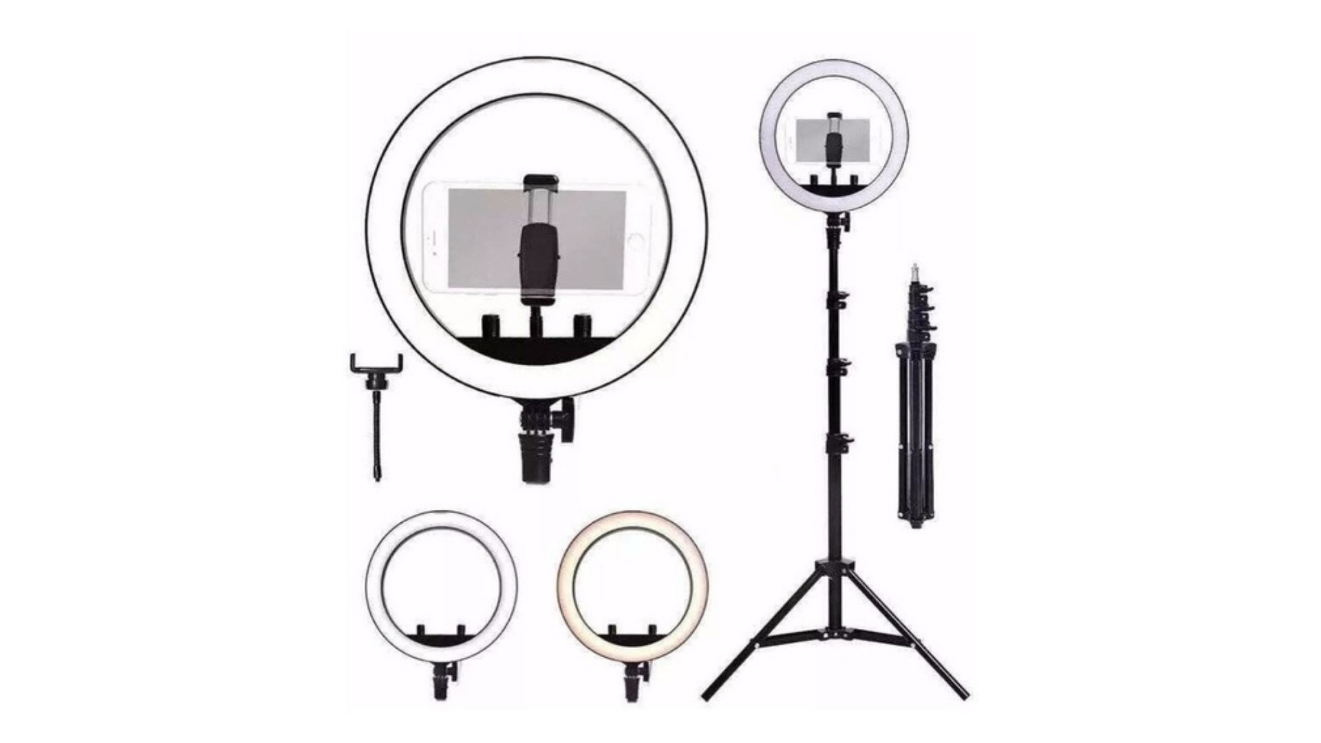 Ring light para celular tem suporte que muda de ângulo (Foto: Divulgação/Comercial AOA Luz)