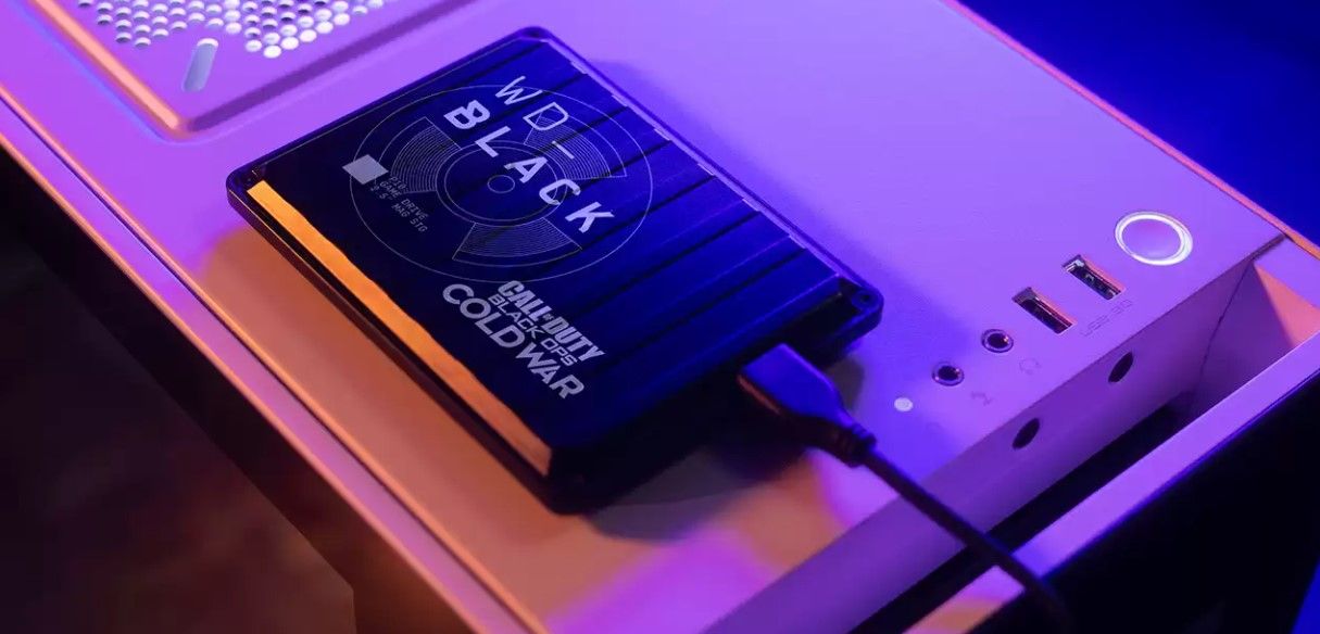 HD WD Black edição Call of Duty Black Ops Cold War conectado a um computador