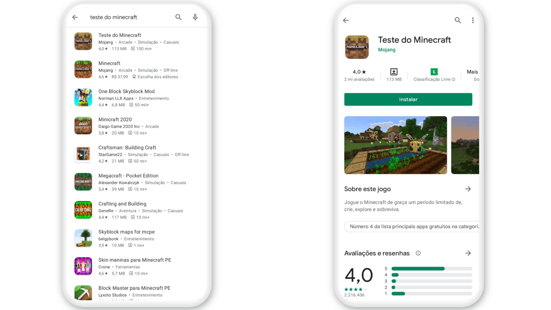 Teste do Minecraft – Apps no Google Play