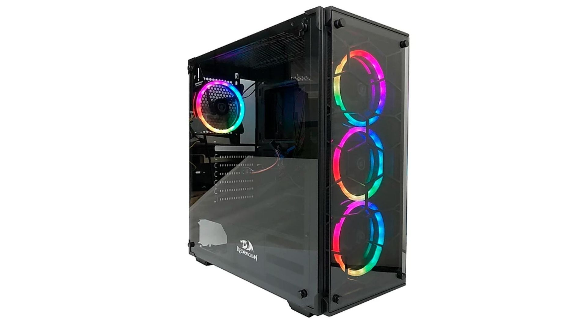 O Gabinete gamer Redragon Wheel Jack é todo feito em vidro temperado (Foto: Divulgação)