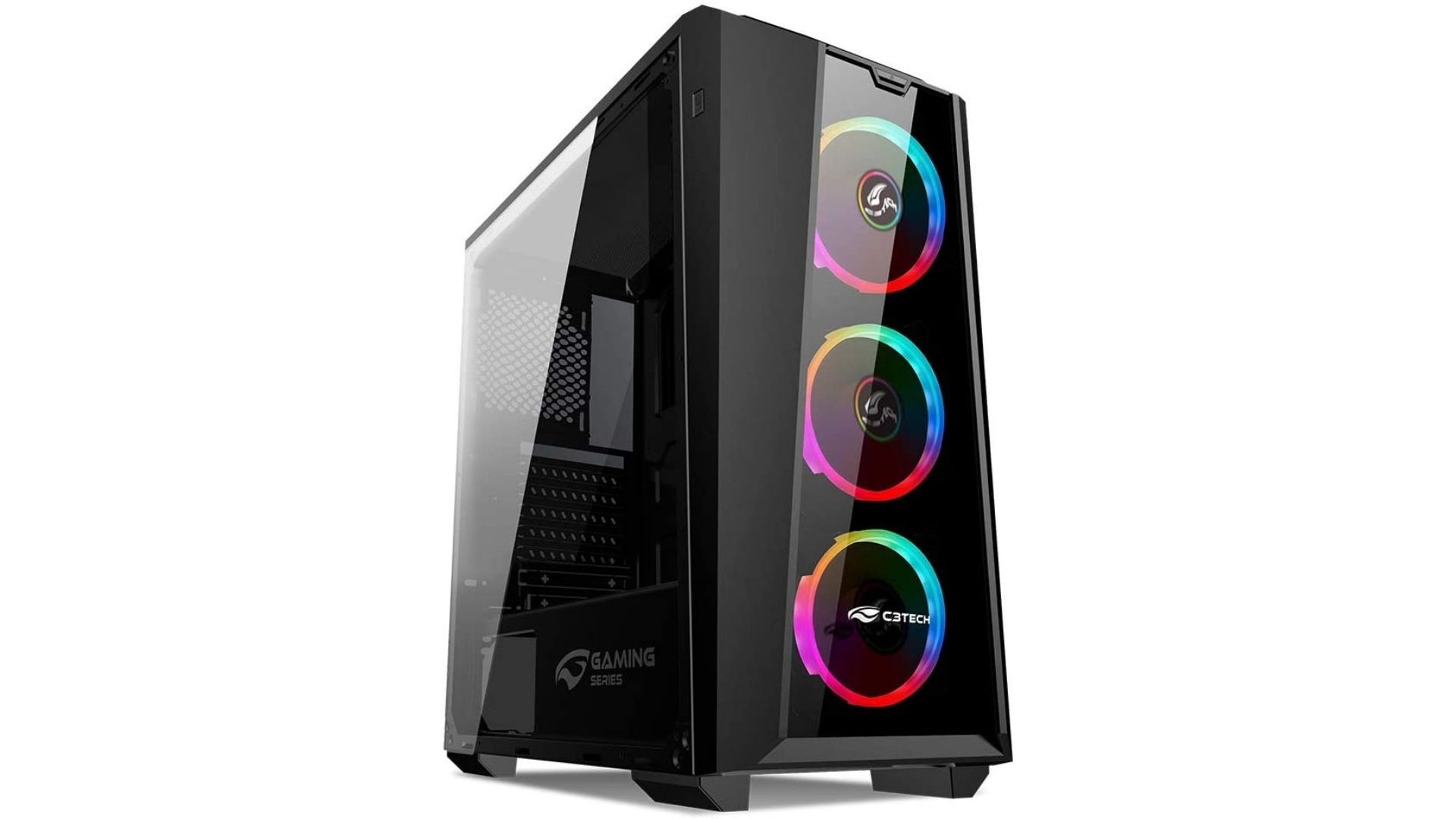 O Gabinete gamer C3Tech MTG800BK é compatível com a maior parte das placas-mãe vendidas no mercadp (Foto: Divulgação)