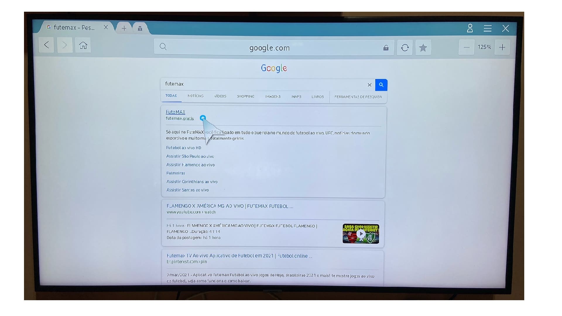 Selecione a opção futemax.gratis (Imagem: Arquivo Pessoal/Dayane Barbosa)