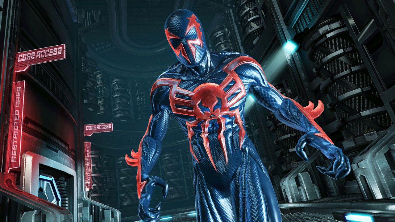 Spider-Man: Edge of Time permitiu que jogadores encarnassem mais uma vez Miguel O'Hara, o Spider-Man 2099 em um jogo do Homem-Aranha (Reprodução: Wallpaper's Den)