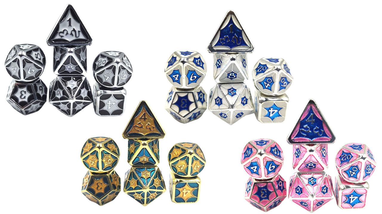 Conjunto de dados de metal de 7 peças, dados de RPG de dados de