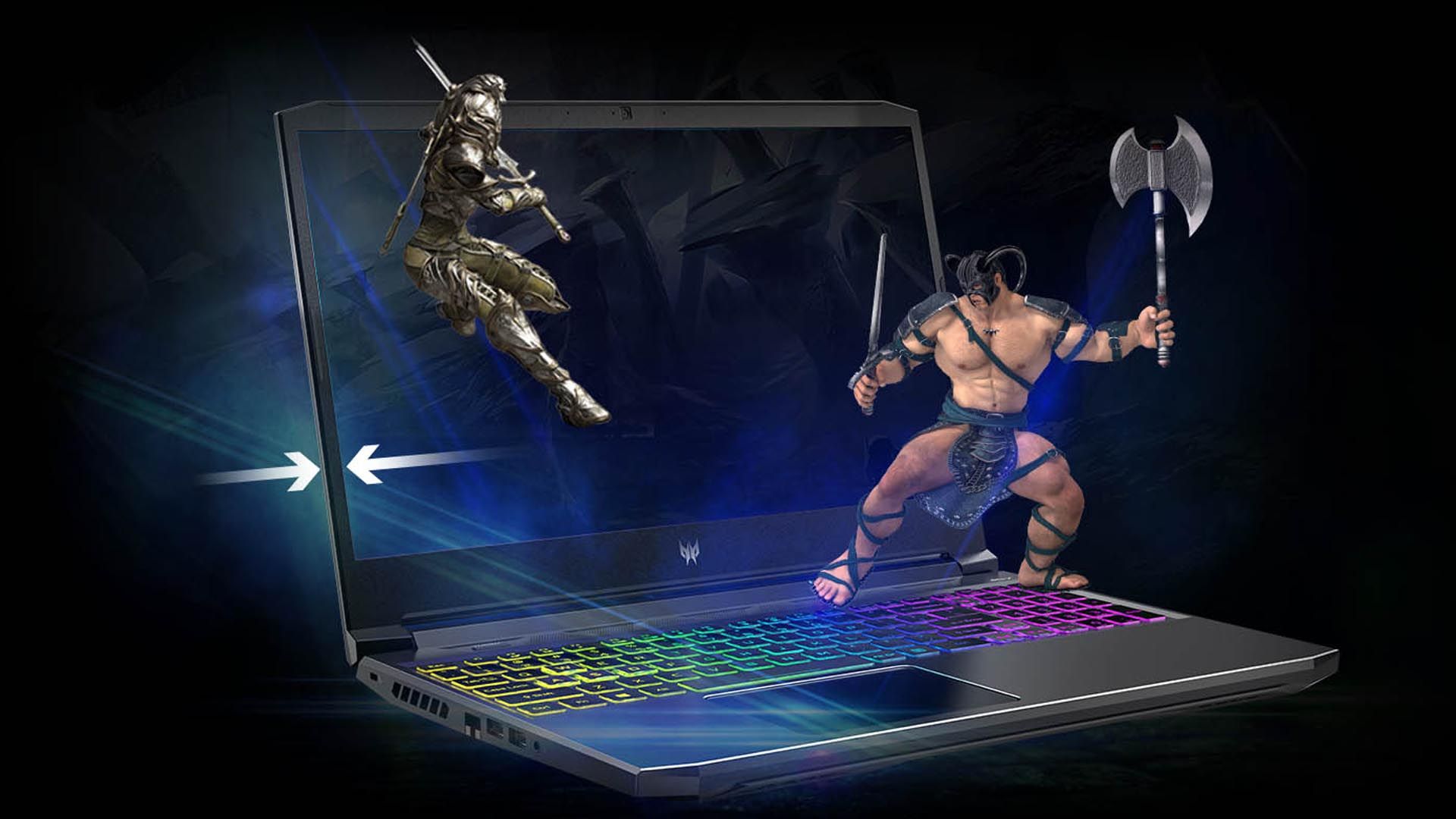 Dois personagens de de jogos batalhando no Acer Predator Helios 300