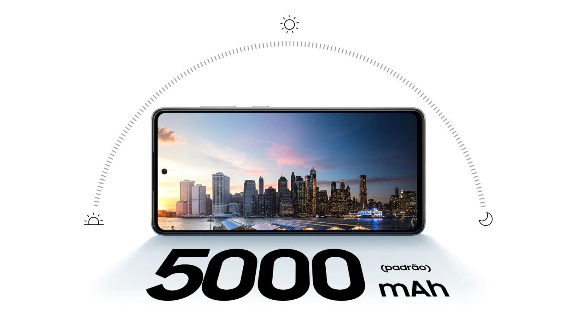Parte frontal do A72, com foco nos dizeres "5000mAh"