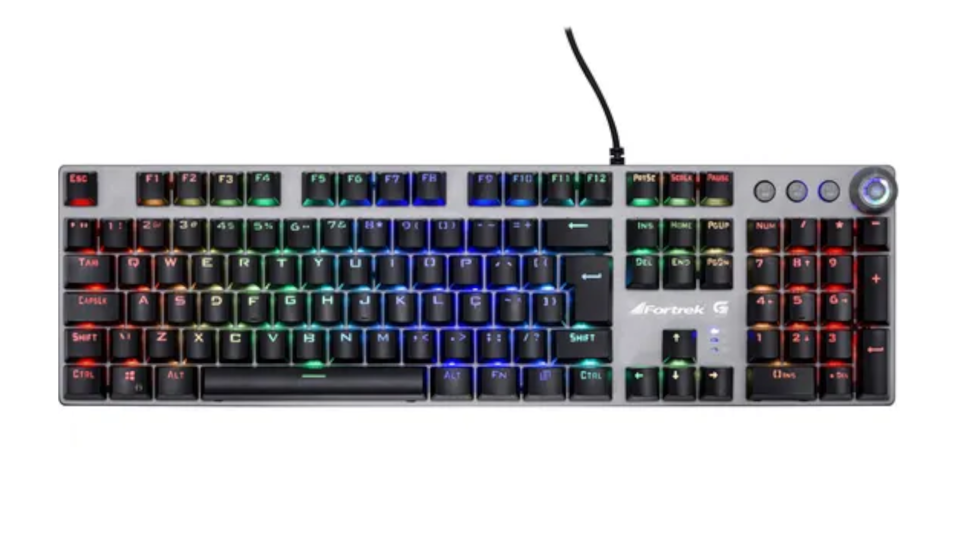 Teclado Mecânico Fortrek GPRO K7 prata com iluminação em várias cores