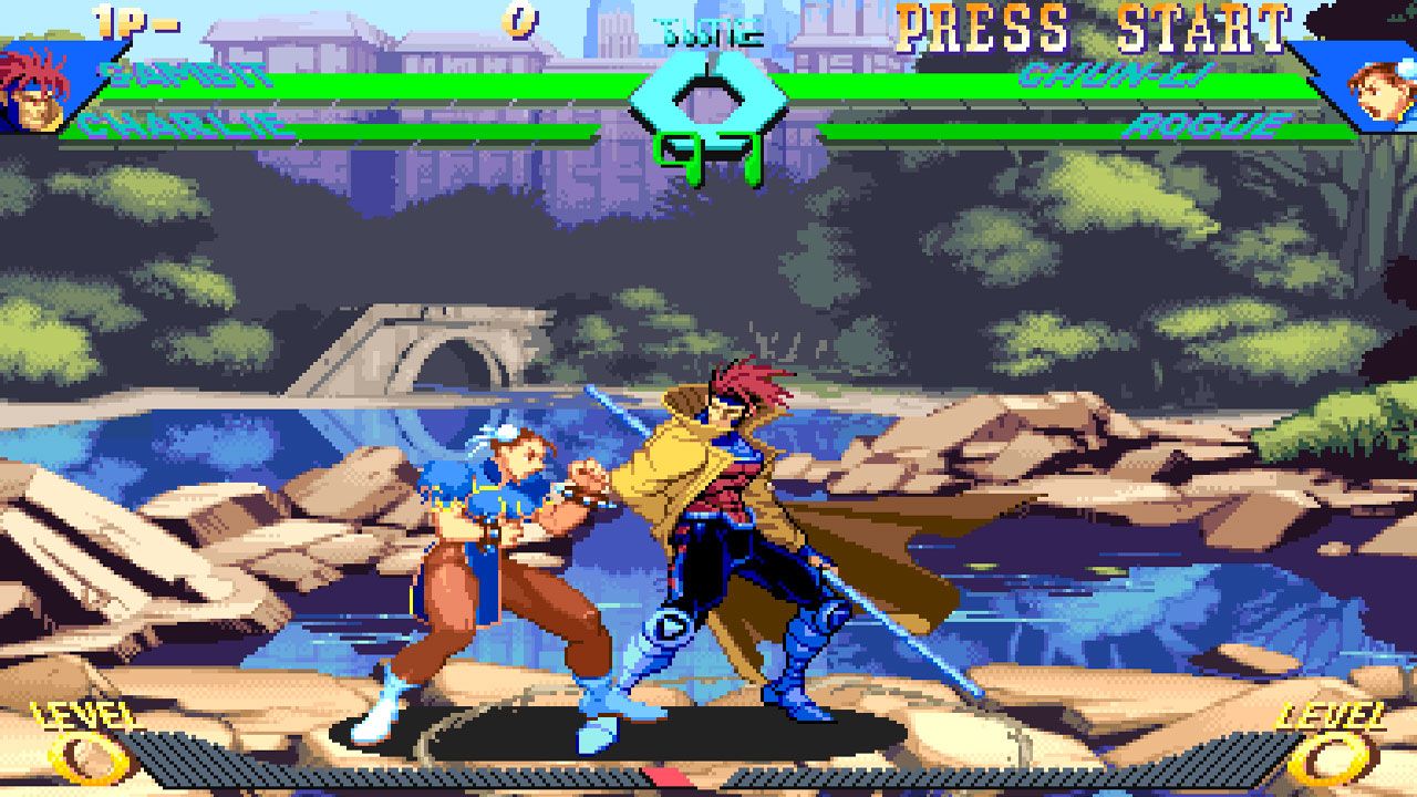 Duelo entre Gambit e ChunLi no X-Men Vs. Street Fighter