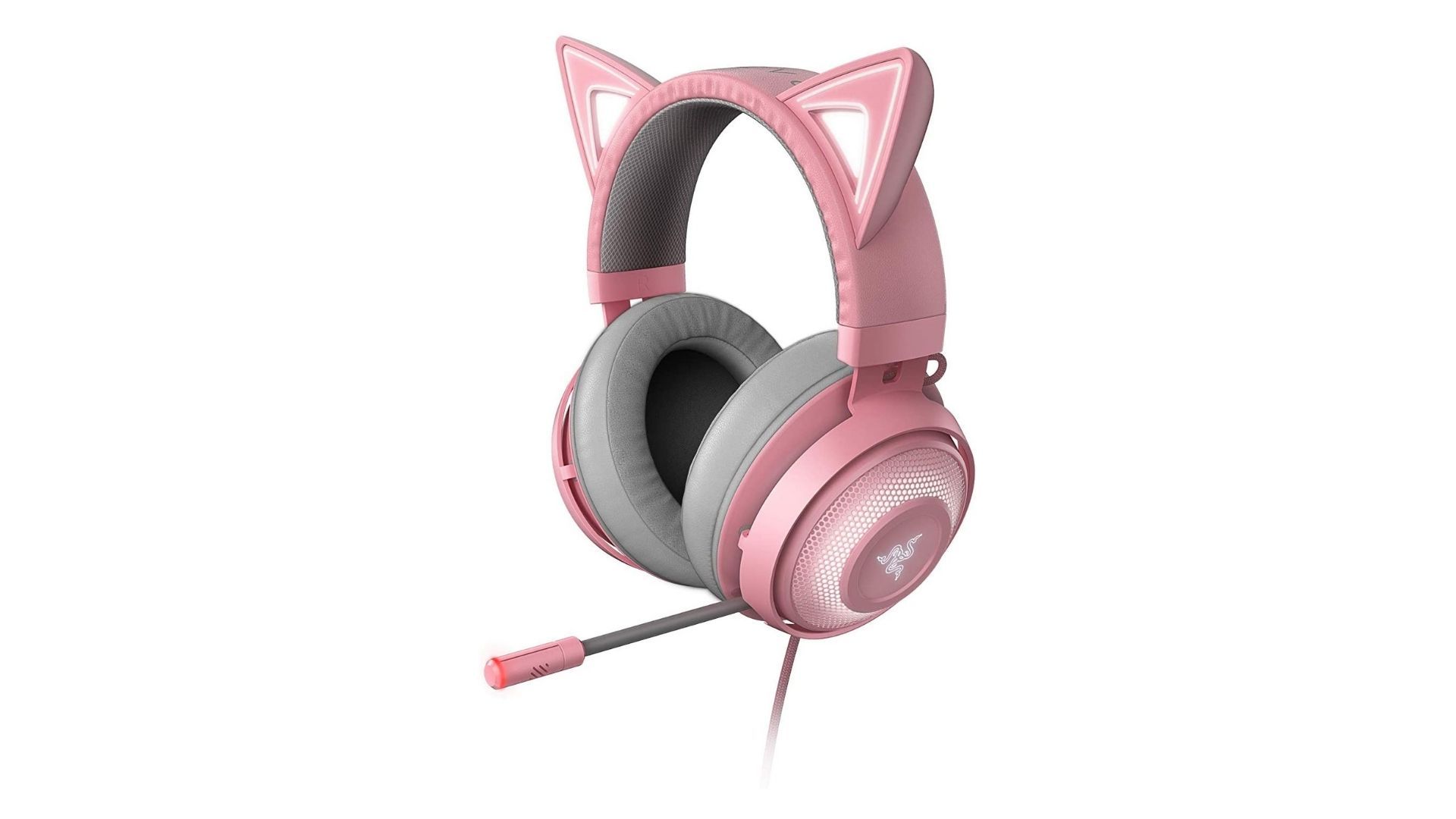 Headset Razer Kraken Kitty branco e rosa