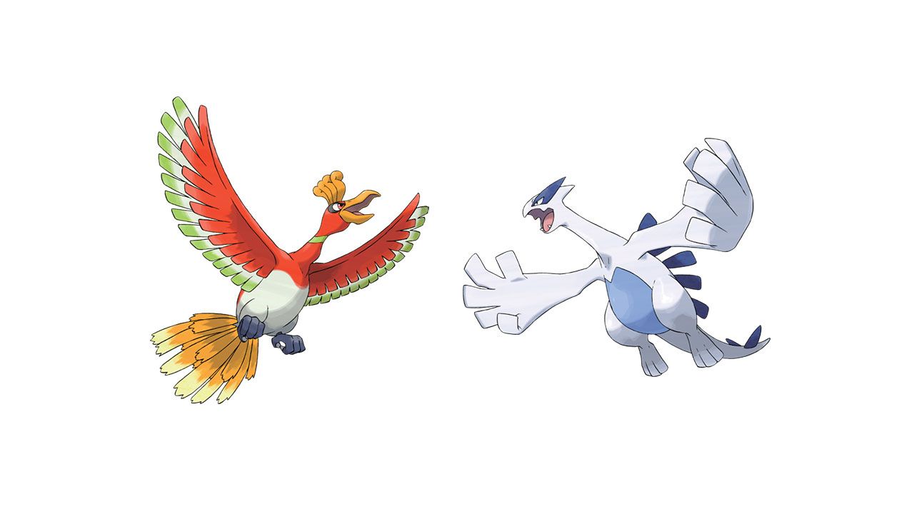 Ho-oh e Lugia no fundo branco