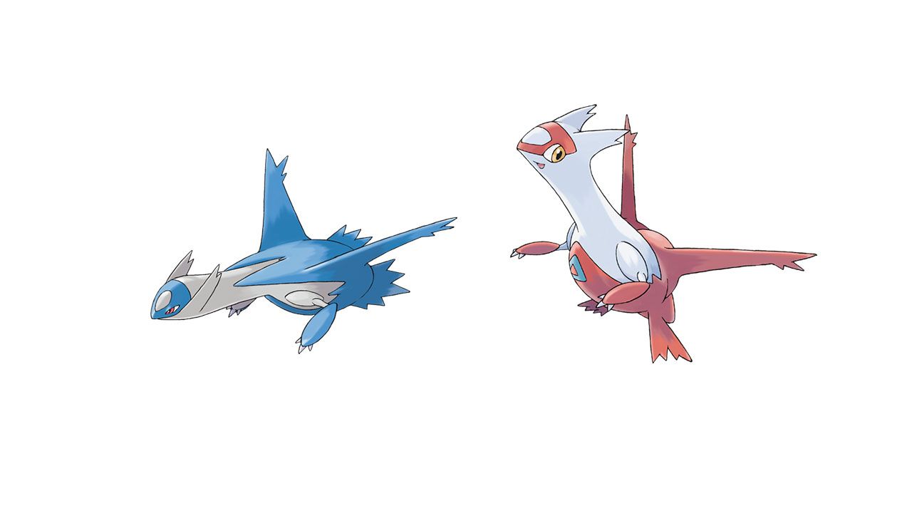 Latios e Latias no fundo branco