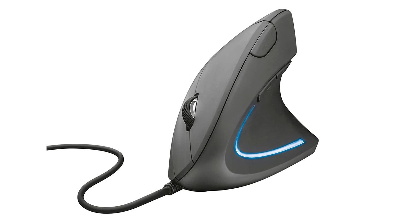 Mouse Trust Verto com fio sob fundo branco
