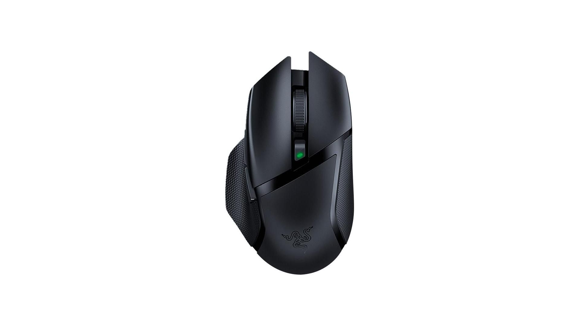 Mouse gamer sem fio Razer Basilisk X HyperSpeed preto no fundo branco
