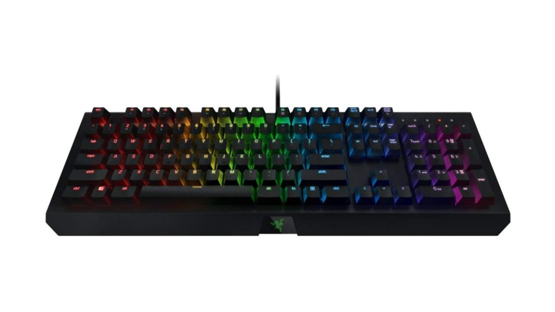 Teclado Razer BlackWidow X Chroma preto no fundo branco