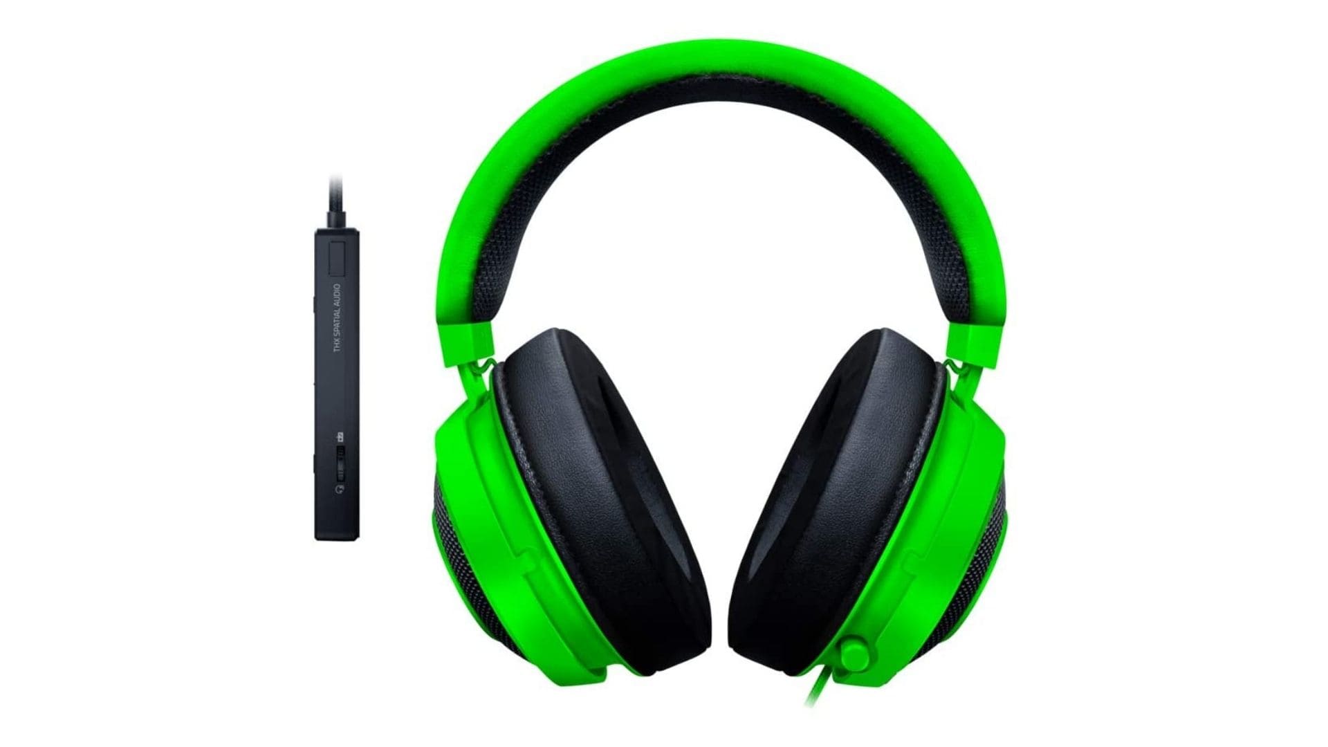 Headset Razer Kraken Tournament Edition verde com detalhes em preto