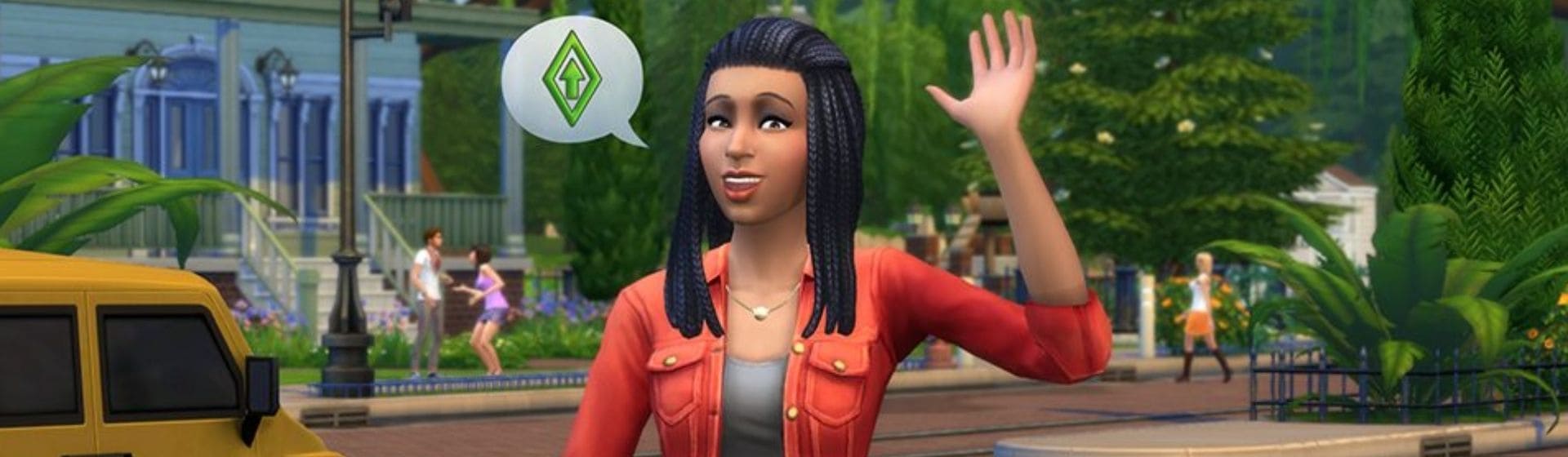 Personagem de The Sims acena para câmera