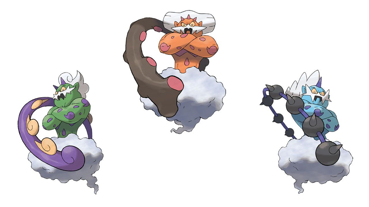 Tornadus, Landorus, Thundurus no fundo branco
