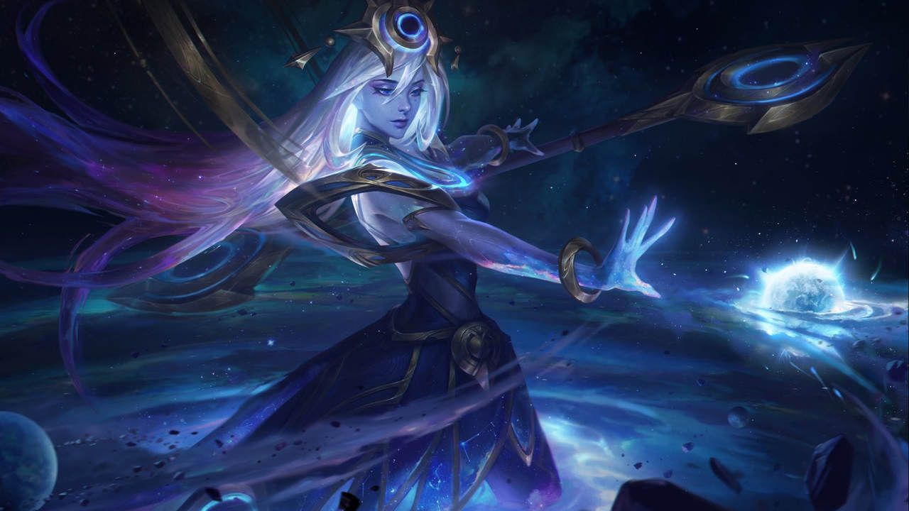 LoL skin Lux Cósmica revelando seu poder cósmico