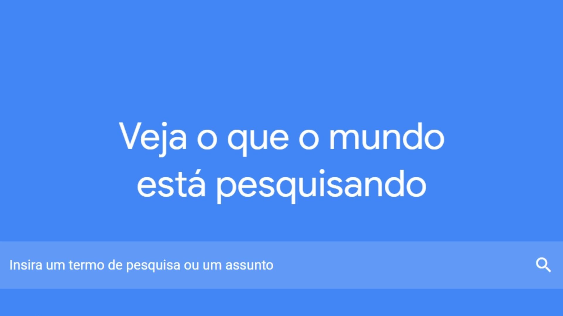 Print de tela da página inicial da ferramenta Google Trends