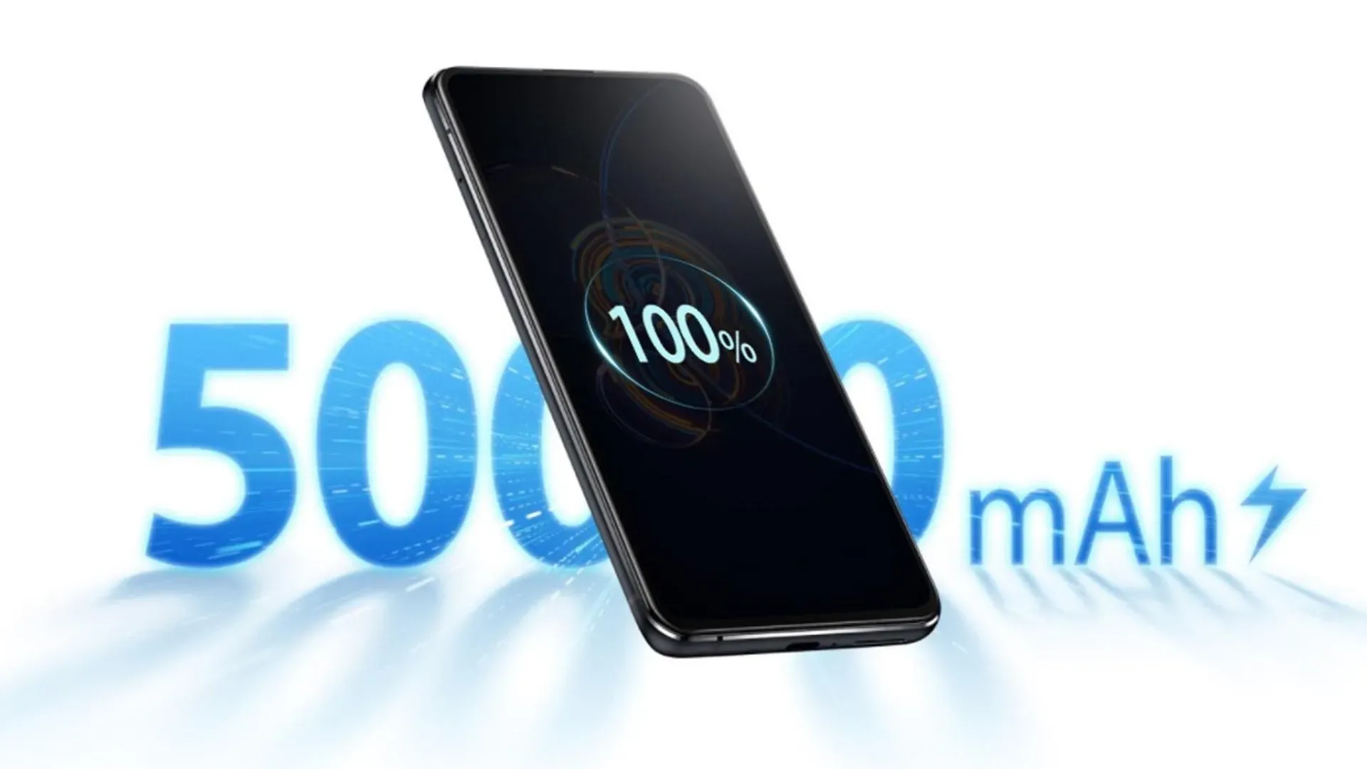 Imagem que mostra montagem com a capacidade de bateria do Zenfone 8 Flip escrito 5.000 mAh no fundo com um raio