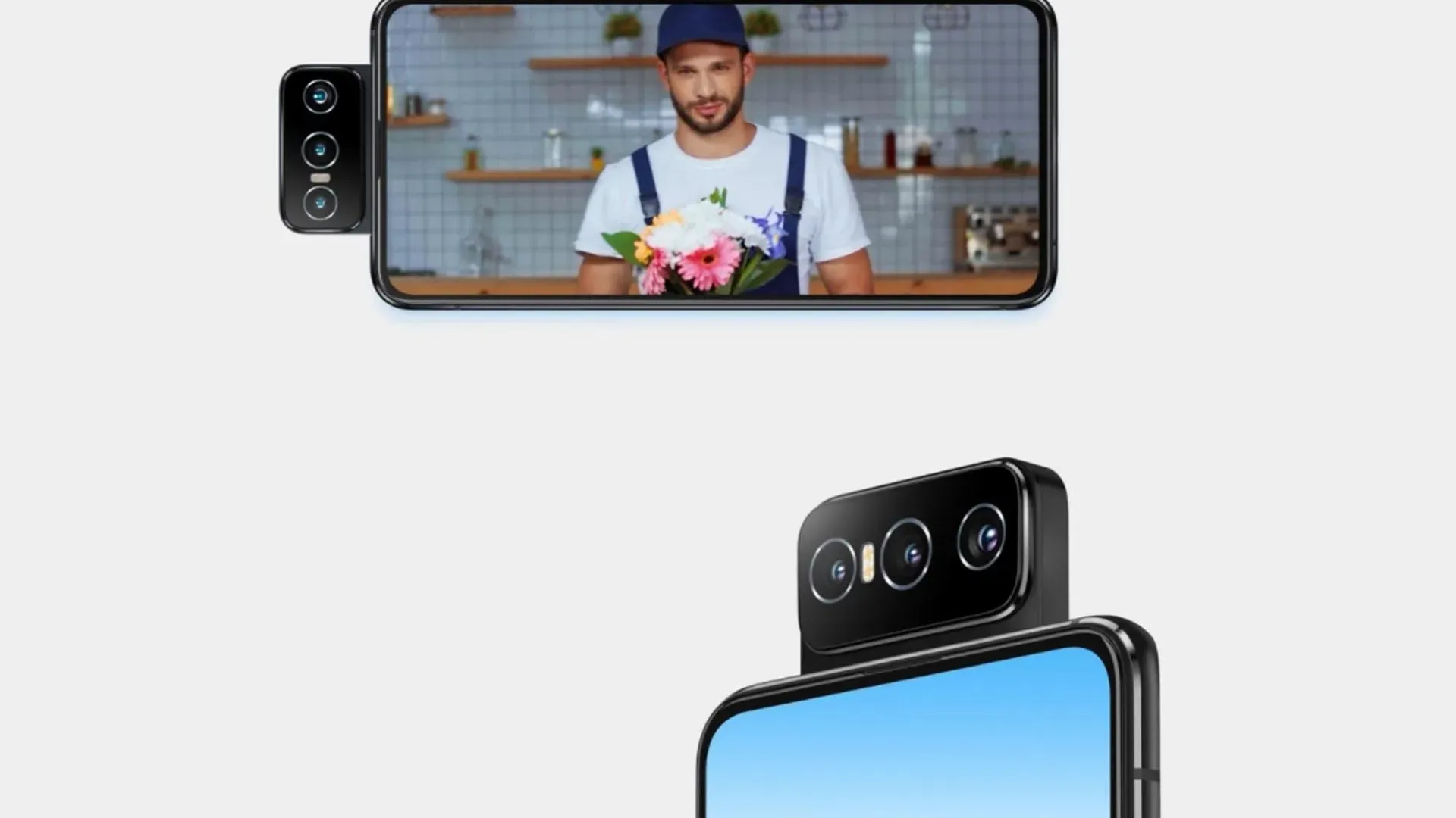 Foto do Zenfone 8 Flip com seu módulo de câmeras ativado
