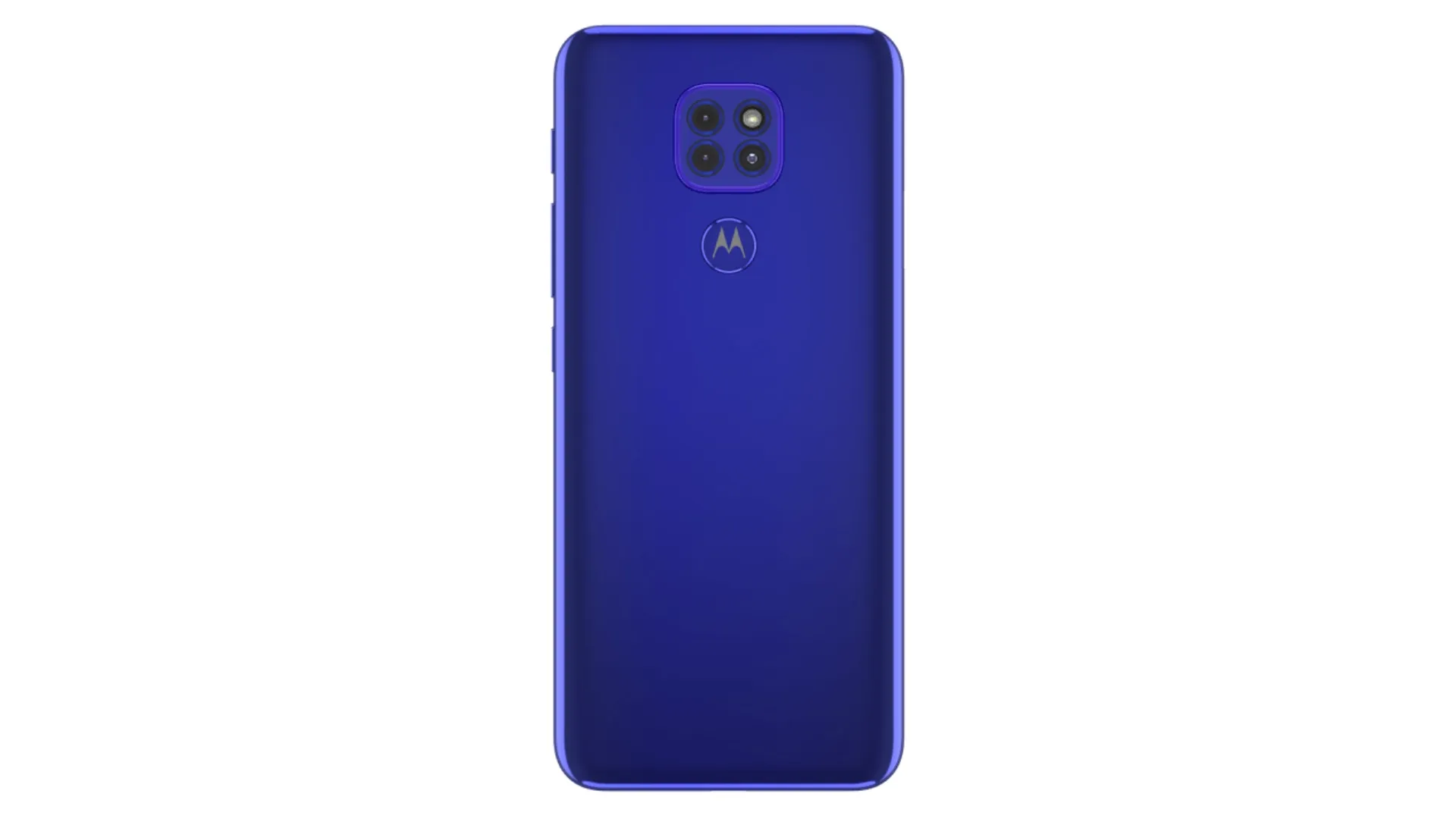 Parte traseira do Moto G9 Play azul em fundo branco