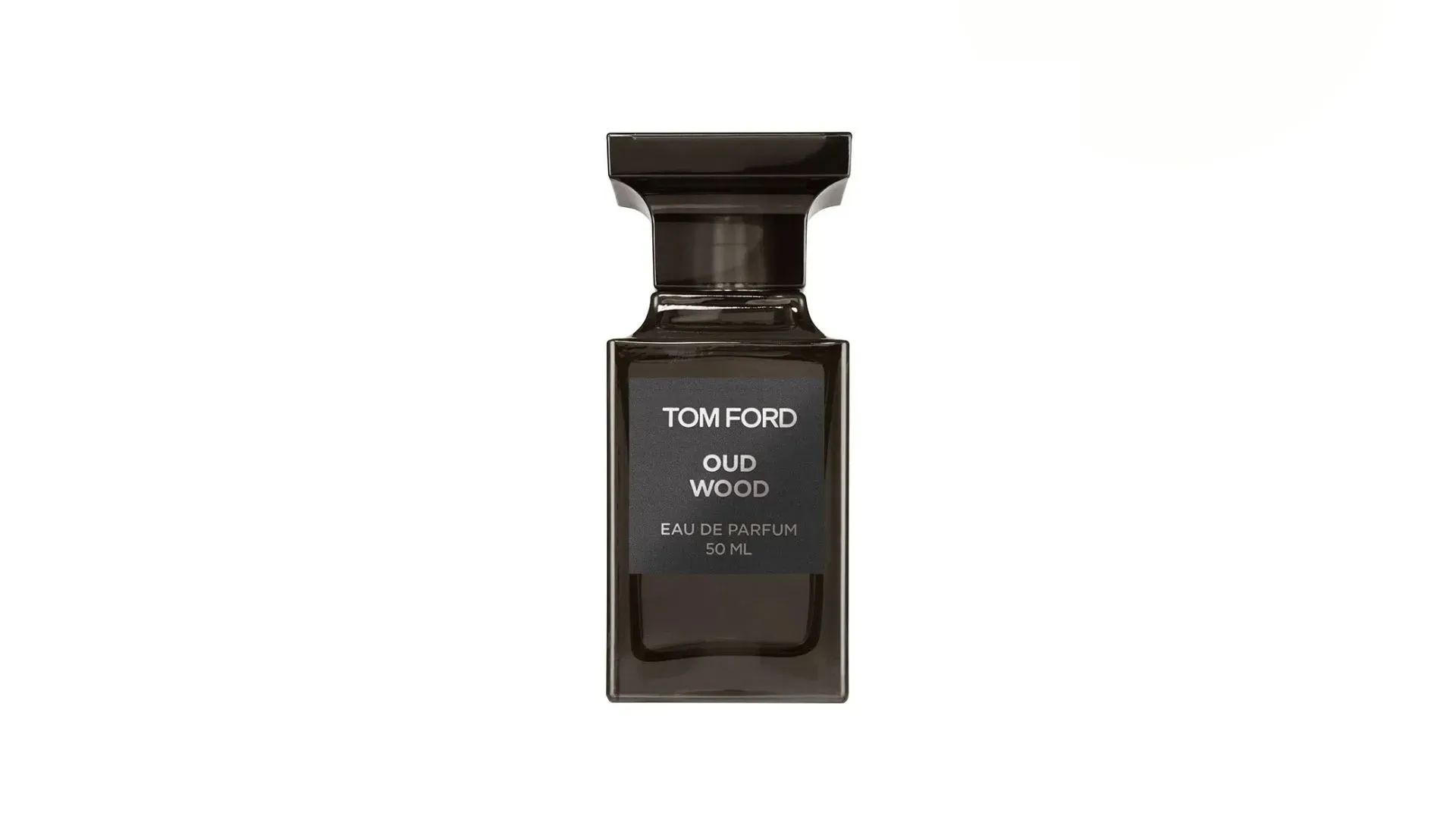 Perfume Tom Ford Oud Wood em fundo branco