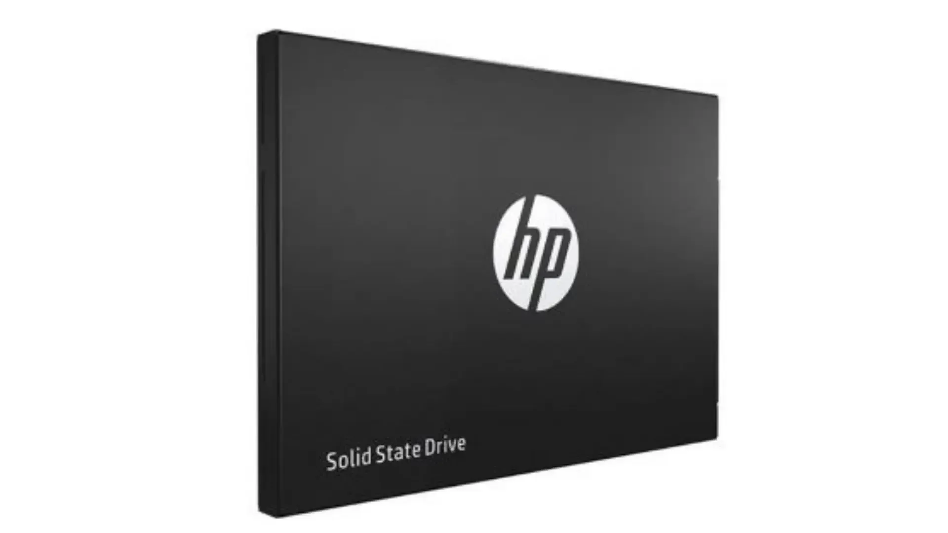 SSD 240GB HP S600 preto com logo branca no fundo branco