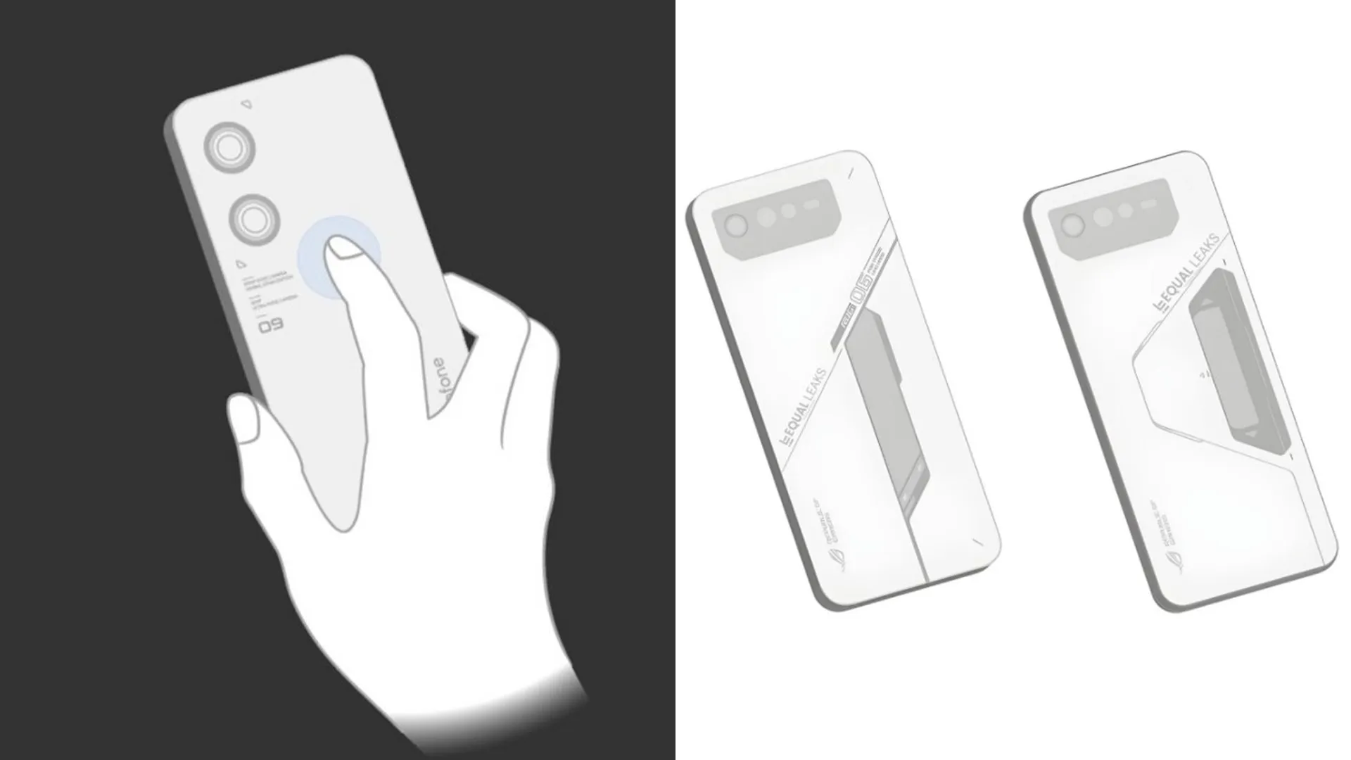 imagem par ilustrar esboços do visual do Zenfone 9, Rog Phone 6 e Rog Phone 6 Pro