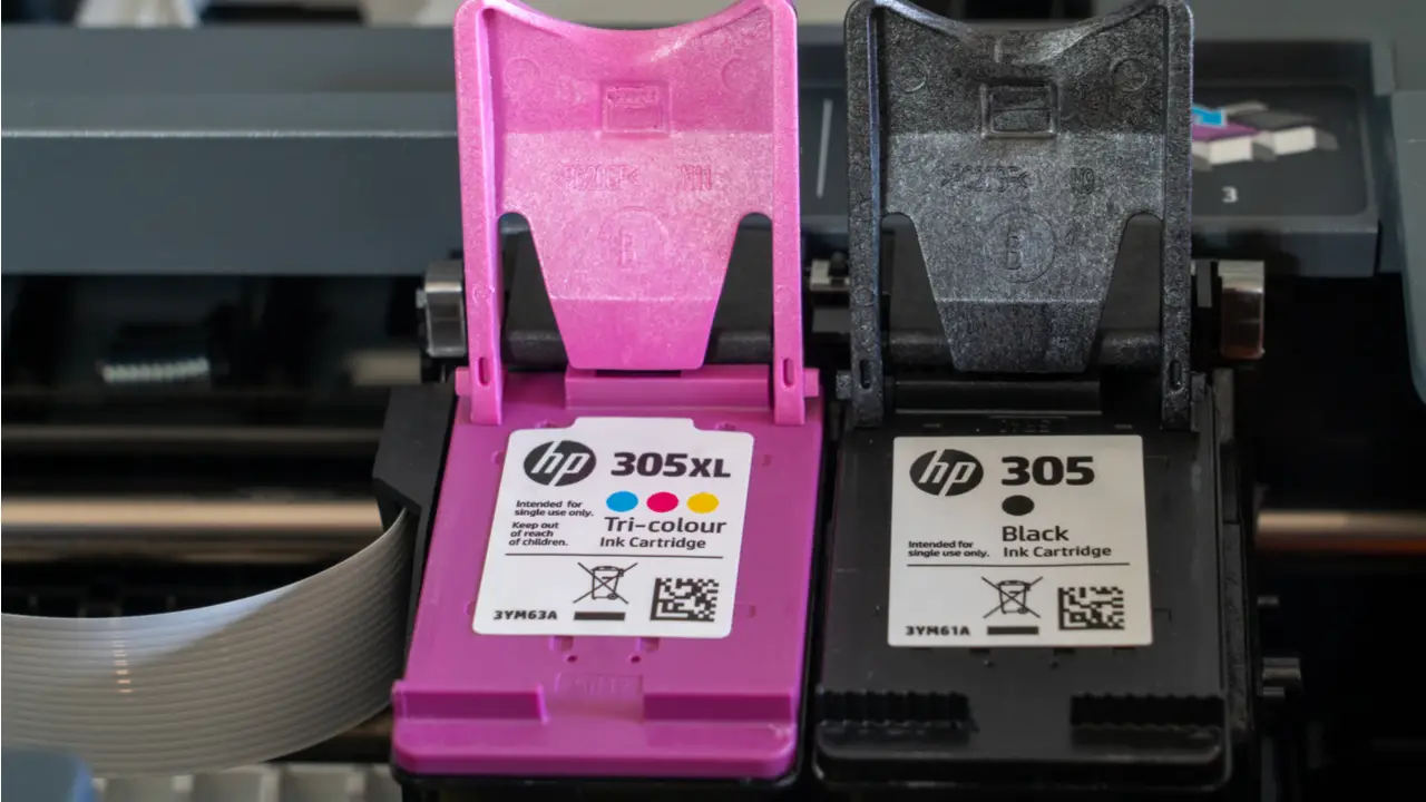 Modelo de cartucho impressora HP colorido e preto