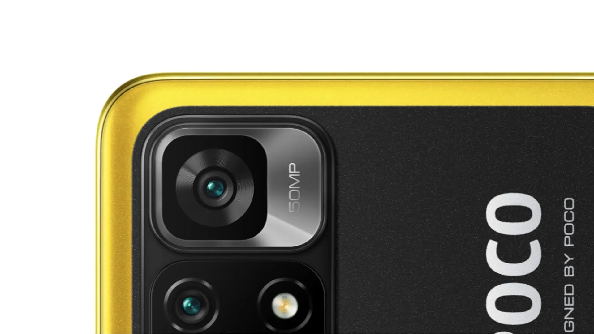 Detalhe do sensor de câmera de 50 MP do Poco M4 Pro