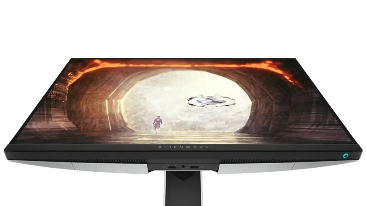A imagem de divulgação mostra um monitor Alienware 240Hz deitado.