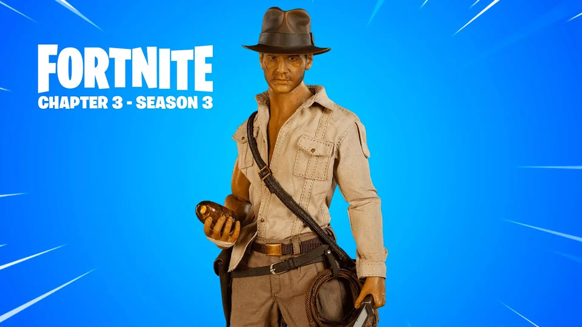 Skin do Fortnite do personagem Indiana Jones como destaque
