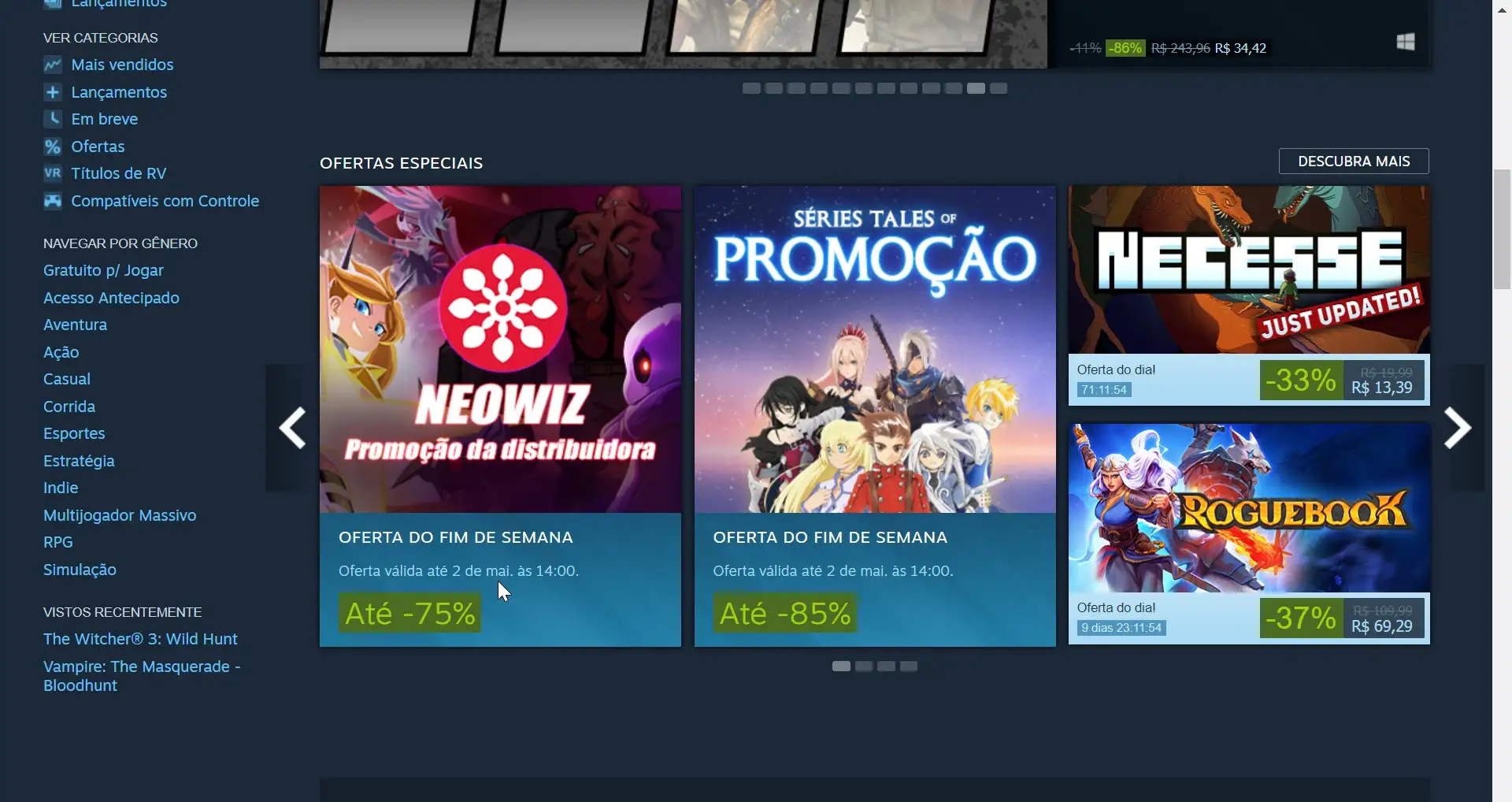 Steam: Confira 84 jogos baratos por menos de R$ 50 durante a