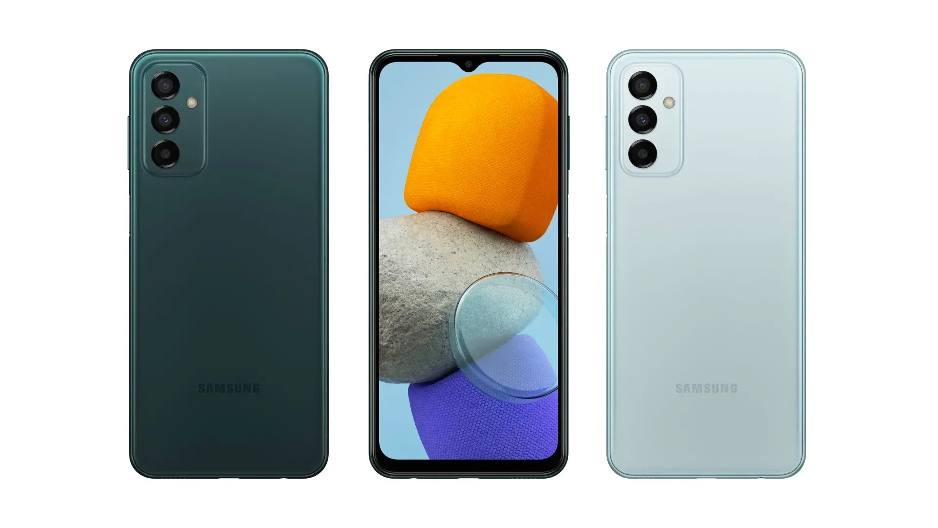 O celular M23 5G está disponível nas cores verde, azul e cobre (Foto: Divulgação/Samsung)