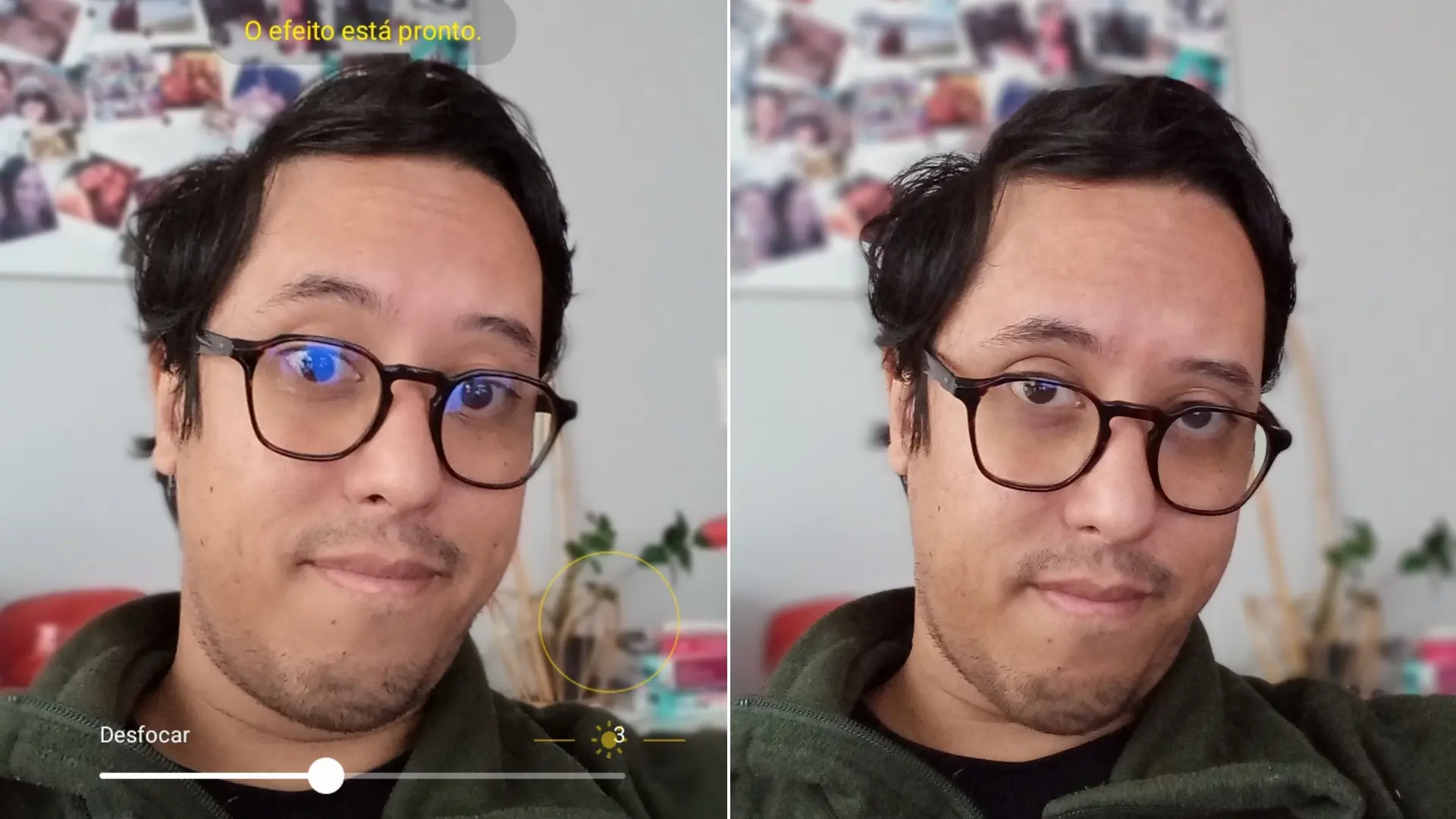 Montagem que mostra como funciona o modo Retrato do A03s