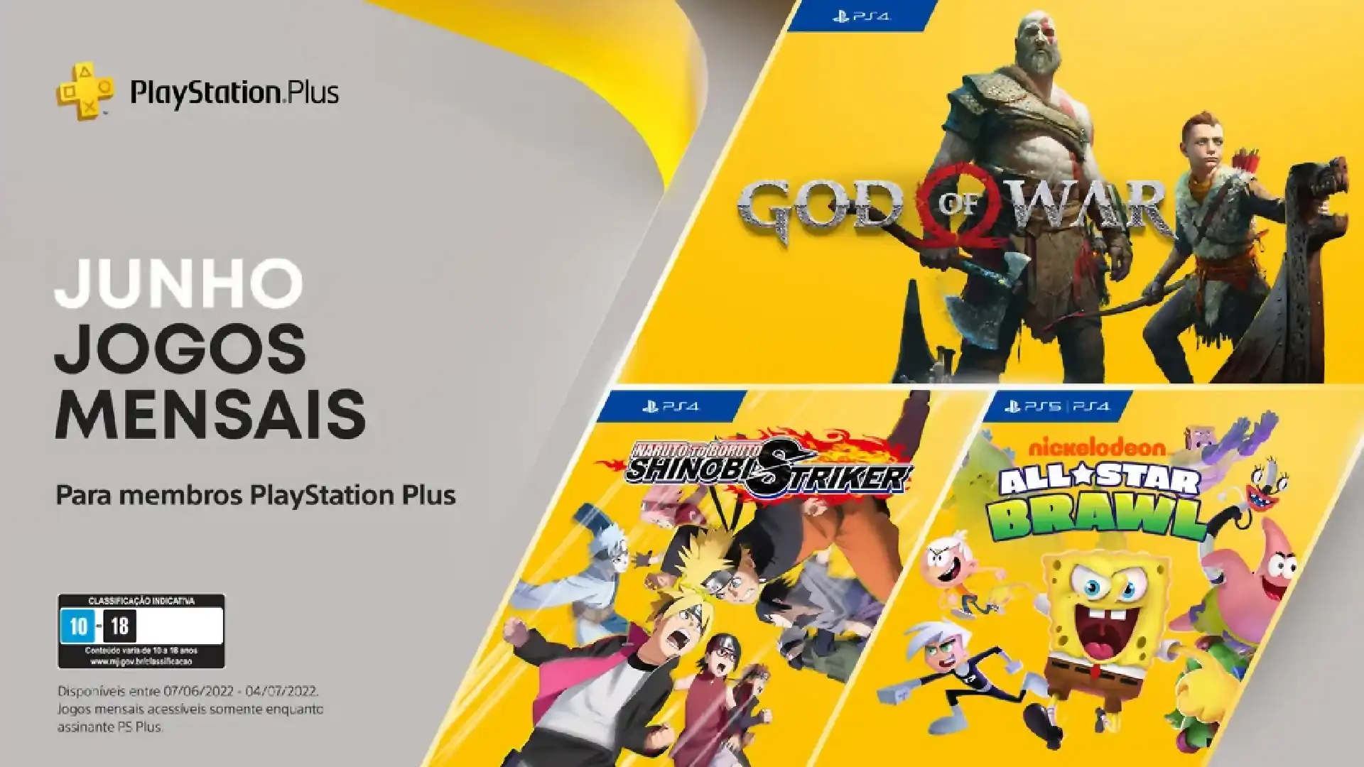 PS Plus de junho traz God of War e Naruto: Shinobi Striker - DeUmZoom