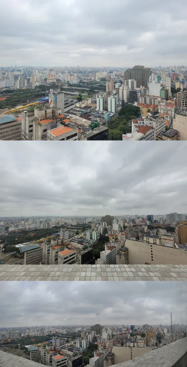 Três imagens diferentes de cidade com ângulos diferentes