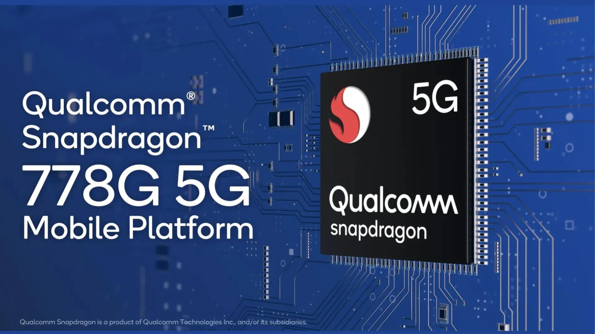 Detalhes do processador Qualcomm Snapdragon 778G 5G em fundo azul