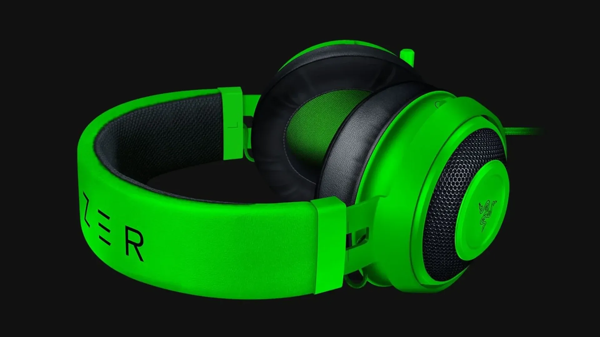 A imagem apresenta o headset Razer Kraken modelo Green.