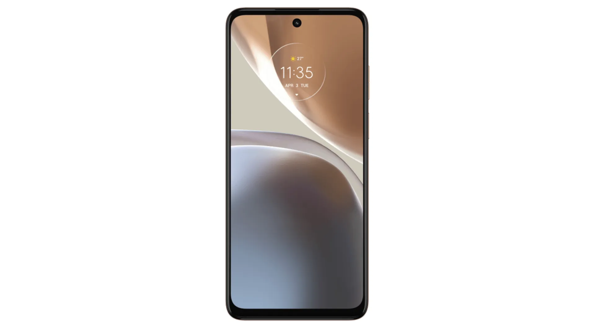 O Moto G32 de frente sobre um fundo branco.