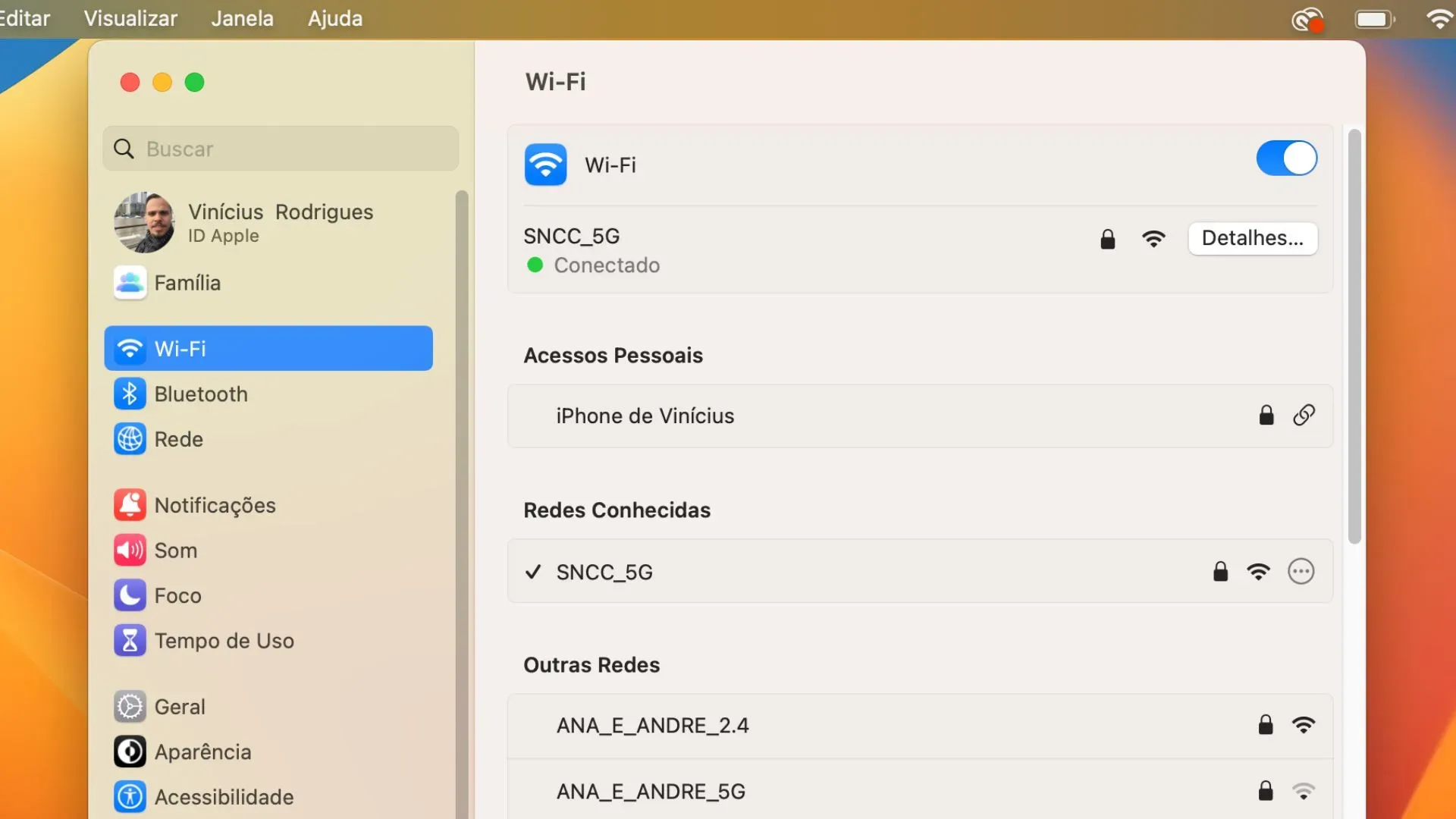 Foto mostra print de uma tela de computador com menu de ajustes