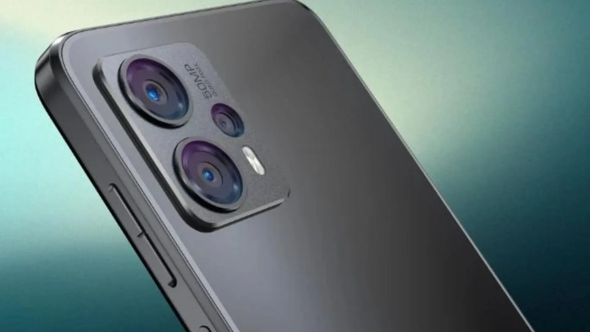 Um celular da cor cinza mostra detalhes da câmera