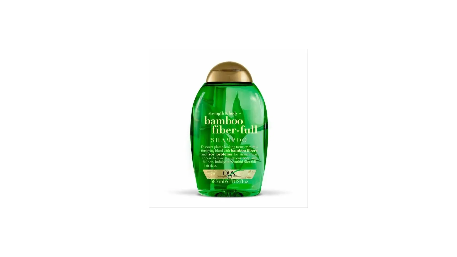 Foto de uma embalagem com Shampoo OGX Bamboo Fiber-Full